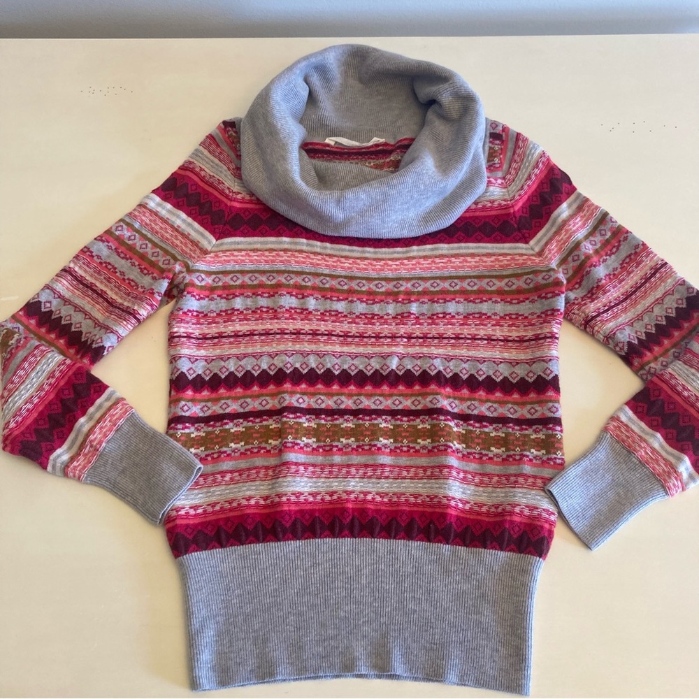 Athleta Multicolor Striped Cowl Neck Sweater